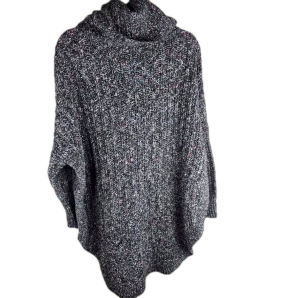Express Cowl Neck Sweater Dark Gray/Multicolor Size Small - Picture 2 of 9
